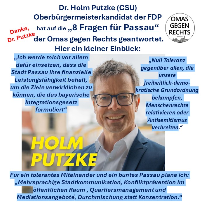 Die Antwort von Dr. Holm Putzke (OB Kandidat der FDP) auf unsere 8 Fragen